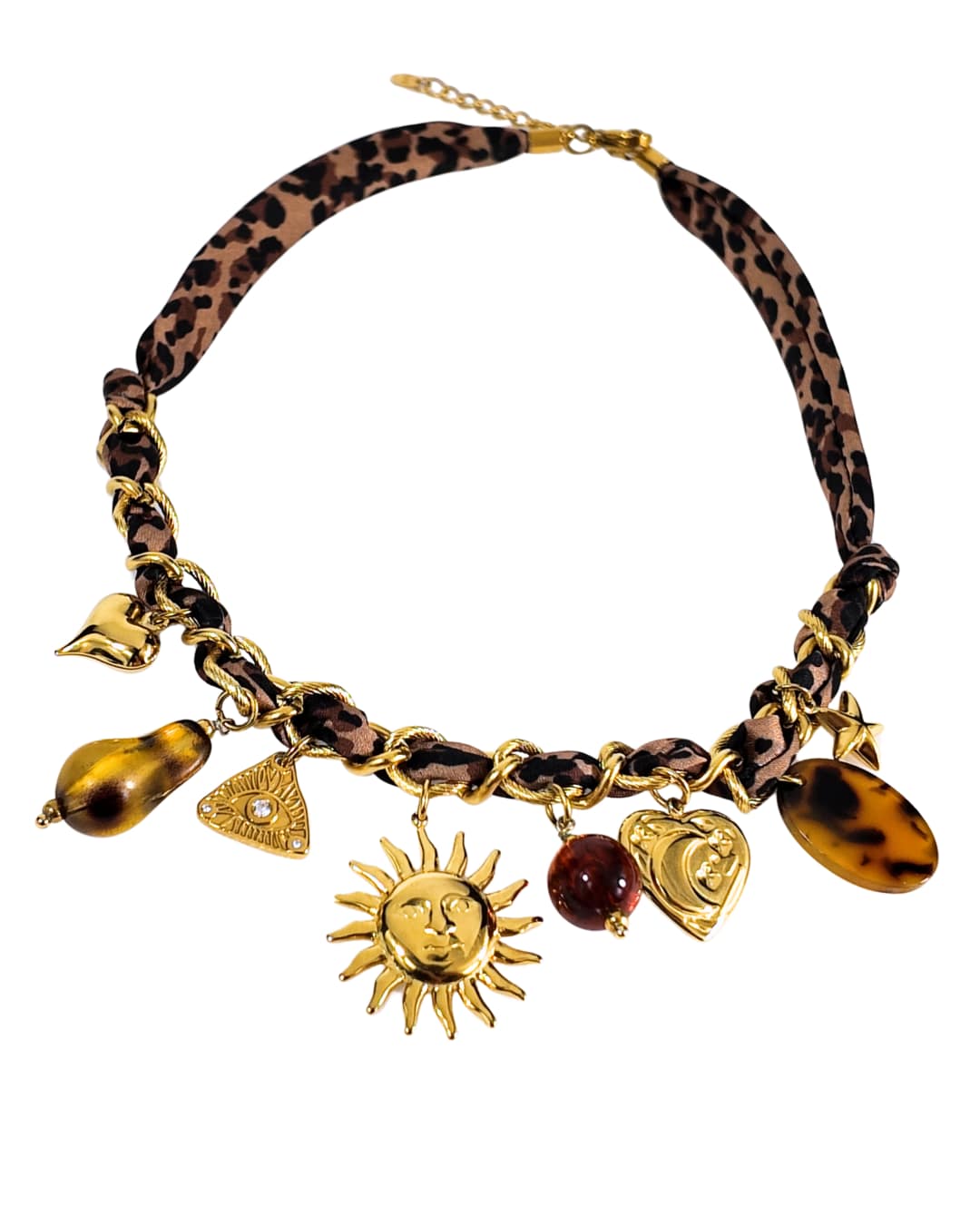 Wild Heart – Collana a bandana leopardata charm sole