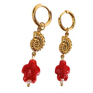 Coral Fossil Hoops